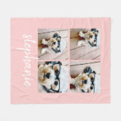 4 Foto Collage Script Name - kann blush pink bearb Fleecedecke (Vorderseite (Horizontal))
