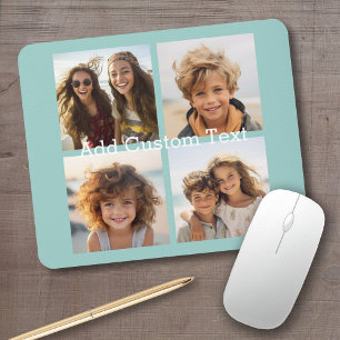 4-Foto-Collage - Sie können den Hintergrund blau ä Mousepad