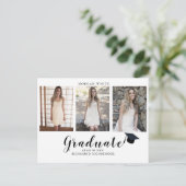 4 Foto Collage Simple Modern Abschluss  Ankündigungspostkarte (Stehend Vorderseite)