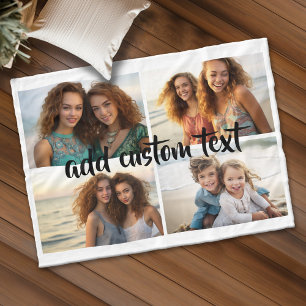4 Foto-Collage Skripttext - editierbare Farben Fleecedecke