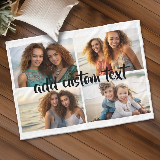 4 Foto-Collage Skripttext - editierbare Farben Fleecedecke