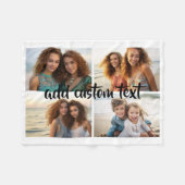 4 Foto-Collage Skripttext - editierbare Farben Fleecedecke (Vorderseite (Horizontal))