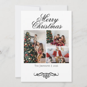 4 Foto-Collage Swirly Script Weihnachten Dankeskarte