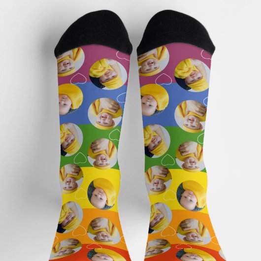 4 Foto Collage Template Rainbow Pride Fun Socken (Oben)