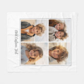 4 Foto-Collage Trendy Script Text - Weiß Grau Fleecedecke (Vorderseite (Horizontal))
