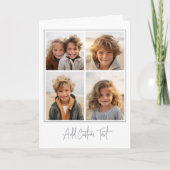 4-Foto-Collage Trendy Script Text - Weiß Grau Karte (Vorderseite)