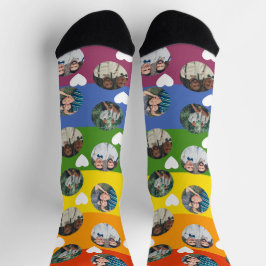4 Foto Collage und Heart Template Rainbow Prix Socken