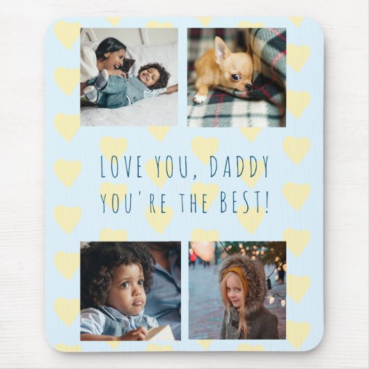 4 Foto Collage Vatertag Liebe Sie Papa Mousepad (Vorne)