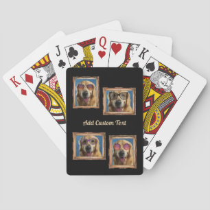 4 Foto-Collage Vintage-Rahmen Hunde Haustiere Fami Spielkarten
