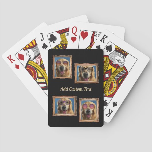 4 Foto-Collage Vintage-Rahmen Hunde Haustiere Fami Spielkarten (Rückseite)