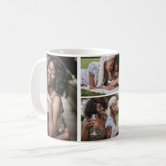 4-Foto-Collage-Vorlage personalisiert Kaffeetasse (Vorderseite Links)
