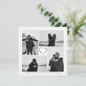 4 Foto Collage Wedding Anniversary Name & Datum Einladung (Stehend Vorderseite)