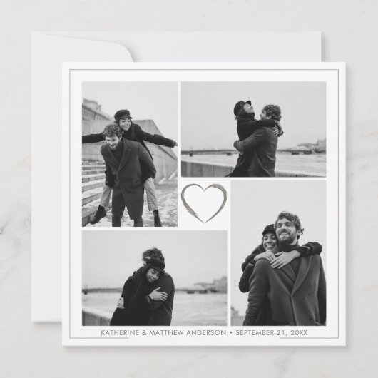 4 Foto Collage Wedding Anniversary Name & Datum Einladung (Vorderseite)