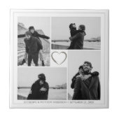 4 Foto Collage Wedding Anniversary Name & Datum Fliese (Vorderseite)