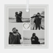 4 Foto Collage Wedding Anniversary Name & Datum Ornament Aus Glas (Rückseite)