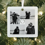 4 Foto Collage Wedding Anniversary Name & Datum Ornament Aus Metall<br><div class="desc">Erstellen Sie Ihre eigene, graue und weiße Foto Collage zum Hochzeitstag. Ob Sie Ihren ersten oder fünfzigsten Hochzeitstag feiern, die Hochzeitsfeier ist die perfekte Art, Ihren besonderen Tag und die Liebe, die Sie teilen, zu begehen. Fügen Sie Ihre Fotos hinzu, fügen Sie Ihre Namen hinzu, fügen Sie Ihr Hochzeitsdatum hinzu...</div>