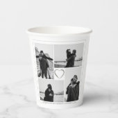 4 Foto Collage Wedding Anniversary Name & Datum Pappbecher (Rückseite)