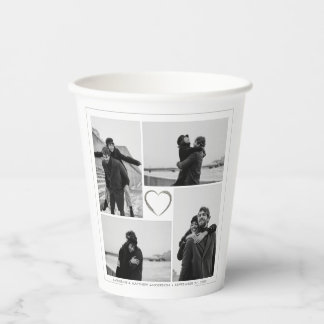 4 Foto Collage Wedding Anniversary Name & Datum Pappbecher