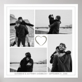 4 Foto Collage Wedding Anniversary Name & Datum Poster
