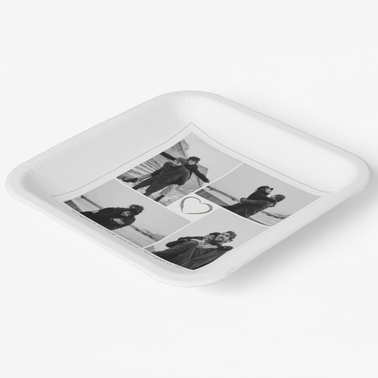 4 Foto Collage Wedding Brautparty Pappteller (Gewinkelt)