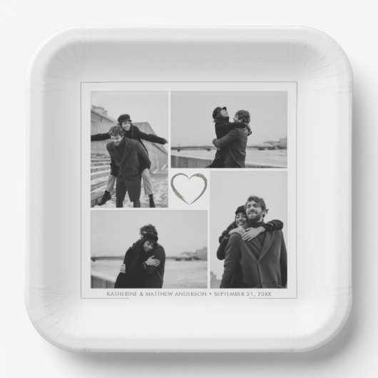 4 Foto Collage Wedding Brautparty Pappteller (Vorderseite)