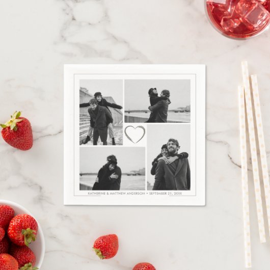 4 Foto Collage Wedding Brautparty Serviette (Beispiel)