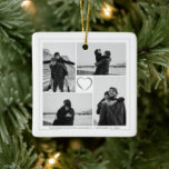 4 Foto Collage Wedding Jahrestag Keramikornament<br><div class="desc">Erstellen Sie Ihre eigene einfache,  hochzeitliche FotoCollage. Fügen Sie Ihre eigenen Fotos hinzu,  fügen Sie die Namen der Braut und des Bräutigams hinzu,  fügen Sie ein Hochzeitsdatum hinzu,  fügen Sie Ihren eigenen Gruß hinzu und machen Sie es zu Ihrem eigenen.</div>