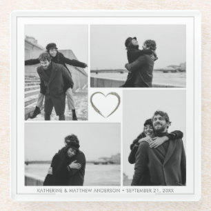 4 Foto Collage Wedding Jubiläum  Glasuntersetzer