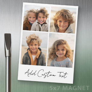4 Foto-Collage - Weiß mit Magnet im Schrift-Design
