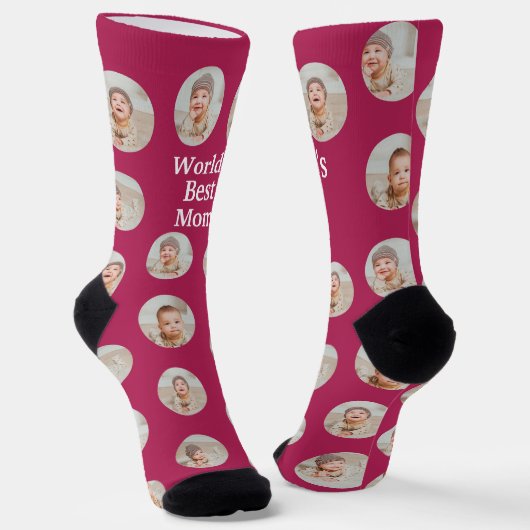 4 Foto Collage Weltbeste Mutter Socken (Gewinkelt)