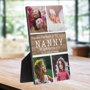 4 Foto Collage Weltbeste Nanny Rustikales Holz Fotoplatte