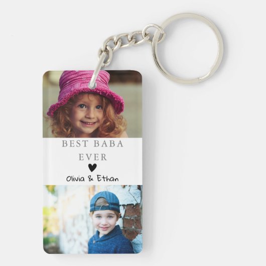 4 Foto Collage Wir Liebe Sie die beste Baba je Schlüsselanhänger (Rückseite)