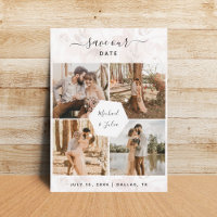 4 Foto Couple Collage & Pink Blush Blues Hochzeit
