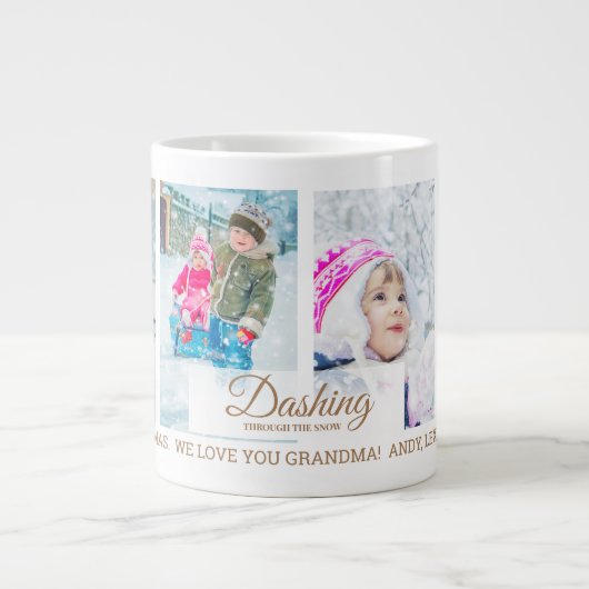 4 Foto Dashing durch Schnee Weihnachten Großeltern Jumbo-Tasse (Vorderseite)
