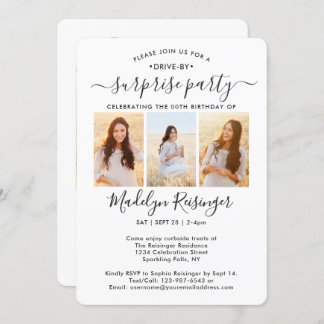 4-Foto-Drive-by-Überraschung Geburtstagsparade Einladung