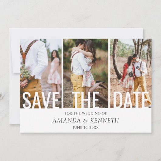 4 Foto Einfache Elegante Save the Date Hochzeit Einladung (Vorderseite)