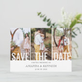 4 Foto Einfache Elegante Save the Date Hochzeit Einladung (Stehend Vorderseite)