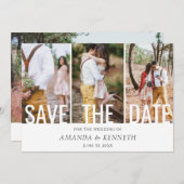 4 Foto Einfache Elegante Save the Date Hochzeit Einladung (Vorne/Hinten)