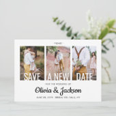 4 Foto Einfache moderne Hochzeitseröffnungsänderun Save The Date (Stehend Vorderseite)