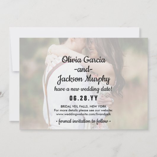 4 Foto Einfache moderne Hochzeitseröffnungsänderun Save The Date (Rückseite)