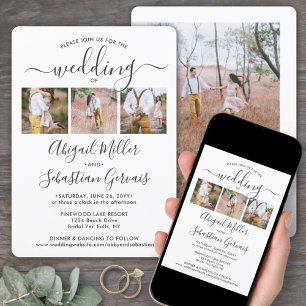 4 Foto Einfache moderne Kalligraphie Elegante Hoch Einladung