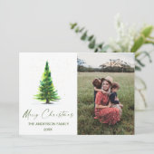 4 FOTO Elegante Minimalistischer Weihnachtsbaum Gr Einladung (Stehend Vorderseite)