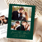 4-Foto Emerald Green Gold Save the Date Ankündigungspostkarte