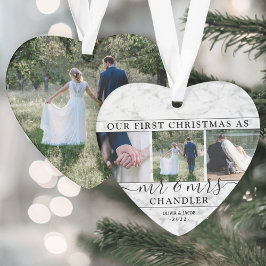 4 Foto Erste Weihnachten als Mr. & Mrs. Imitats Ma Ornament