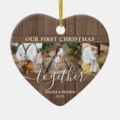 4 Foto Erste Weihnachten gemeinsam rustikale Imita Keramik Ornament (Vorne)