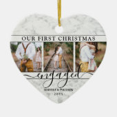 4 Foto Erste Weihnachten Verlobte Imitate Marmorhe Keramik Ornament (Vorne)