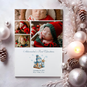 4 Foto Erste Weihnachts-Geburtsanzeige Feiertagskarte