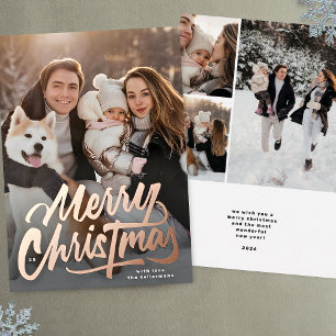 4 Foto Familien-Collage Frohe Weihnachten Folien Feiertagskarte