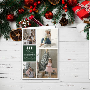 4-Foto-Familien-Weihnachtskarte-Baume-Design Karte