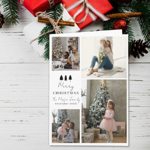 4-Foto-Familien-Weihnachtskarte-Bäume-Design Karte